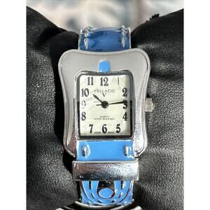 Vellacio Silver And Blue Tone Women’s Quartz Cuff Watch